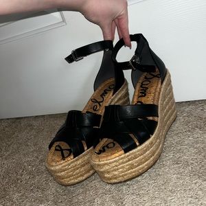 Sam Edelman Black & Tan Platform Heel Sandal